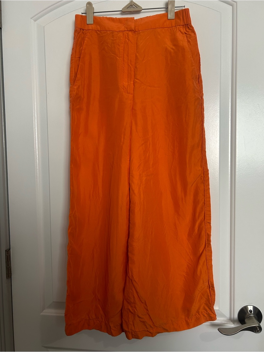 Dorothee Schumacher 100% Silk wide-leg  orange pants size S chic quiet luxury